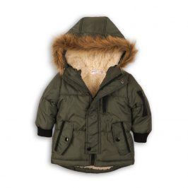 Kabát chlapecký Parka podšitý chlupem khaki 104/110
